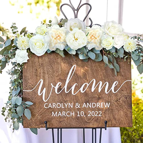 Jubor Artificial Flowers White, Dusty Rose Artificial Silk Flowers for DIY Wedding Bridal Bouquets Centerpieces Arrangements Baby Shower Party Home Decorations