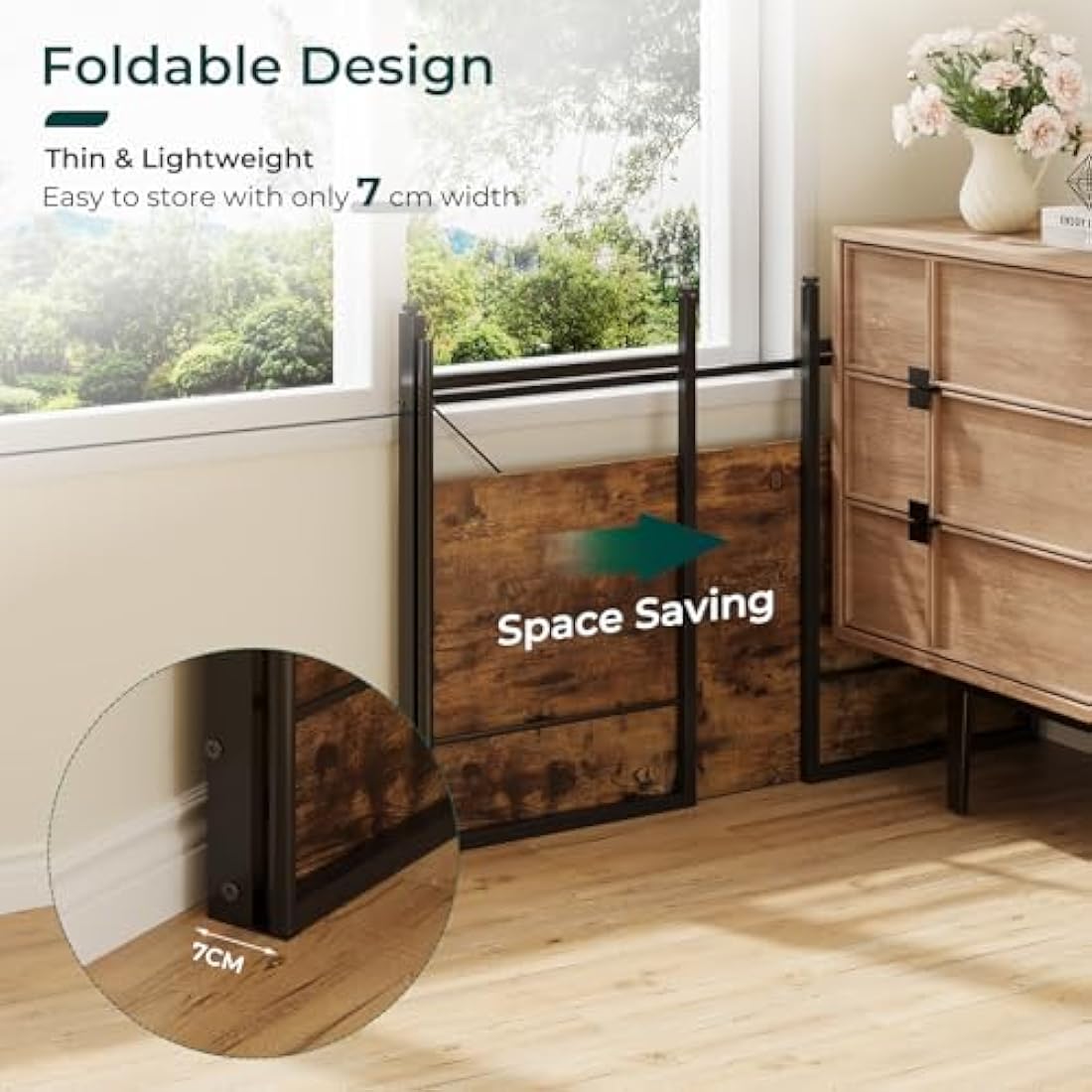 Dripex Folding Desk 110 x 50cm Writing Computer Desk Foldable Table Space Saving Home Office Desk Easy Assembly, Rustic Brown