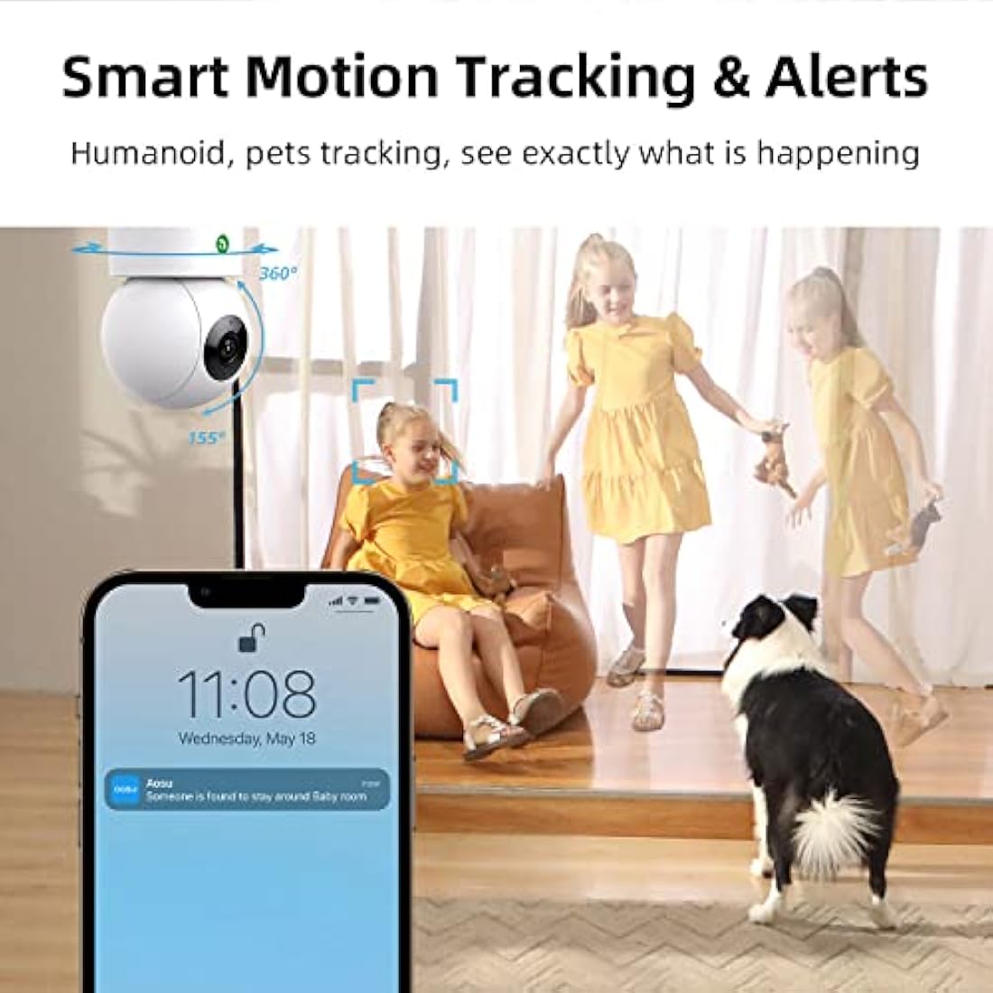 AOSU 2K Indoor Cameras 2-Pack – Plug-In WiFi Nanny Cam for Baby & Pets, Motion, Night Vision, Two-Way Audio