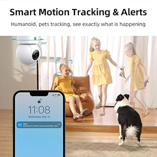 AOSU 2K Indoor Cameras 2-Pack – Plug-In WiFi Nanny Cam for Baby & Pets, Motion, Night Vision, Two-Way Audio