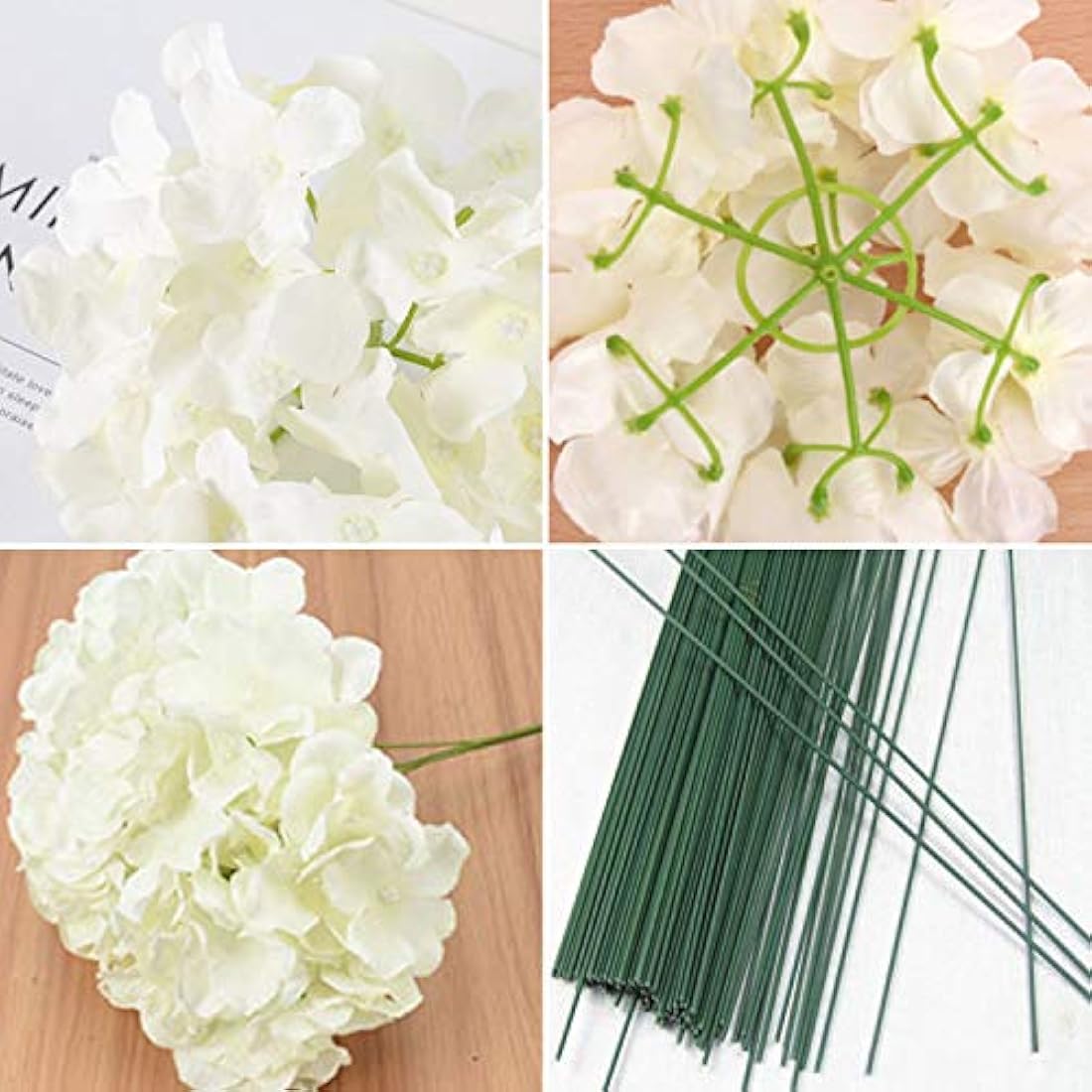 FagusHome 7 inch Silk Hydrangea Heads Artificial Flowers Heads with Stems Fake Hydrangea Flowers for Home Wedding Decor,Pack of 25 (White)