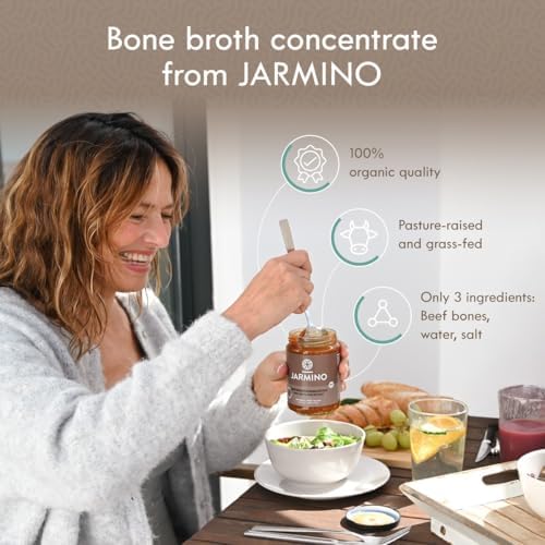 JARMINO Bone Broth Organic, Concentrate Beef Bone Broth440g, 44 Servings, Grazing & Grass-Fed Beef Stock, Keto Dairy Free Beef Broth Food