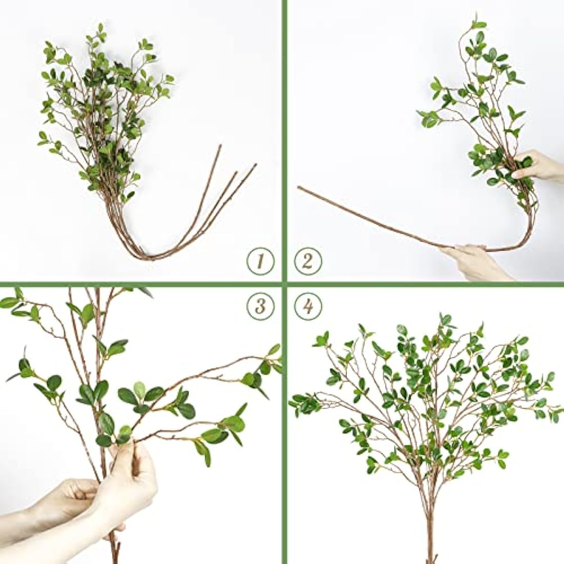 Dremisland 3Pcs Artificial Ficus Branches Faux Leaf Spray 43.3inch Artificial Greenery Stems Green Eucalyptus Branches Fake Ficus Twig Plants Bushes Shrubs for Vase Filler Home Wedding Office Decor