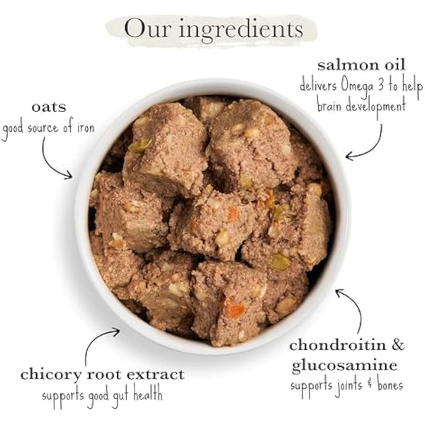 Forthglade Complete Natural Wet Dog Food - Wholegrain Variety Pack (12 x 395g) Trays - Chicken & Duck with Wholegrain Oats & Vegetables - Puppy Dog Food 2-12 months