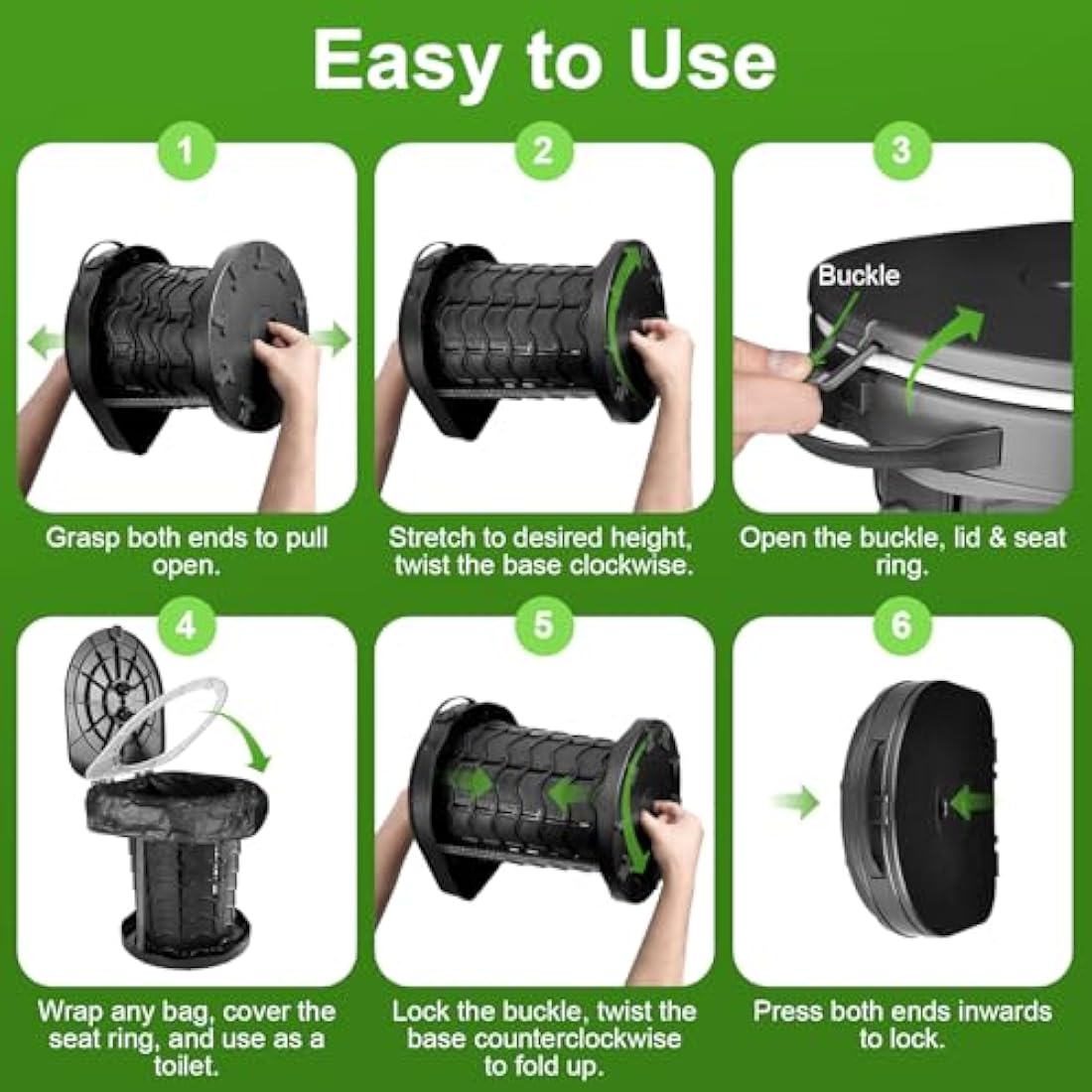 Folding Camping Toilet Portable with Bag - imodomio Portable Toilets for Adults with Lid, Seat & Toilet Bags, Outdoor Travel Toilets for Fishing, Hiking, Campervan, Caravan, Car, Festivals, Load 180kg