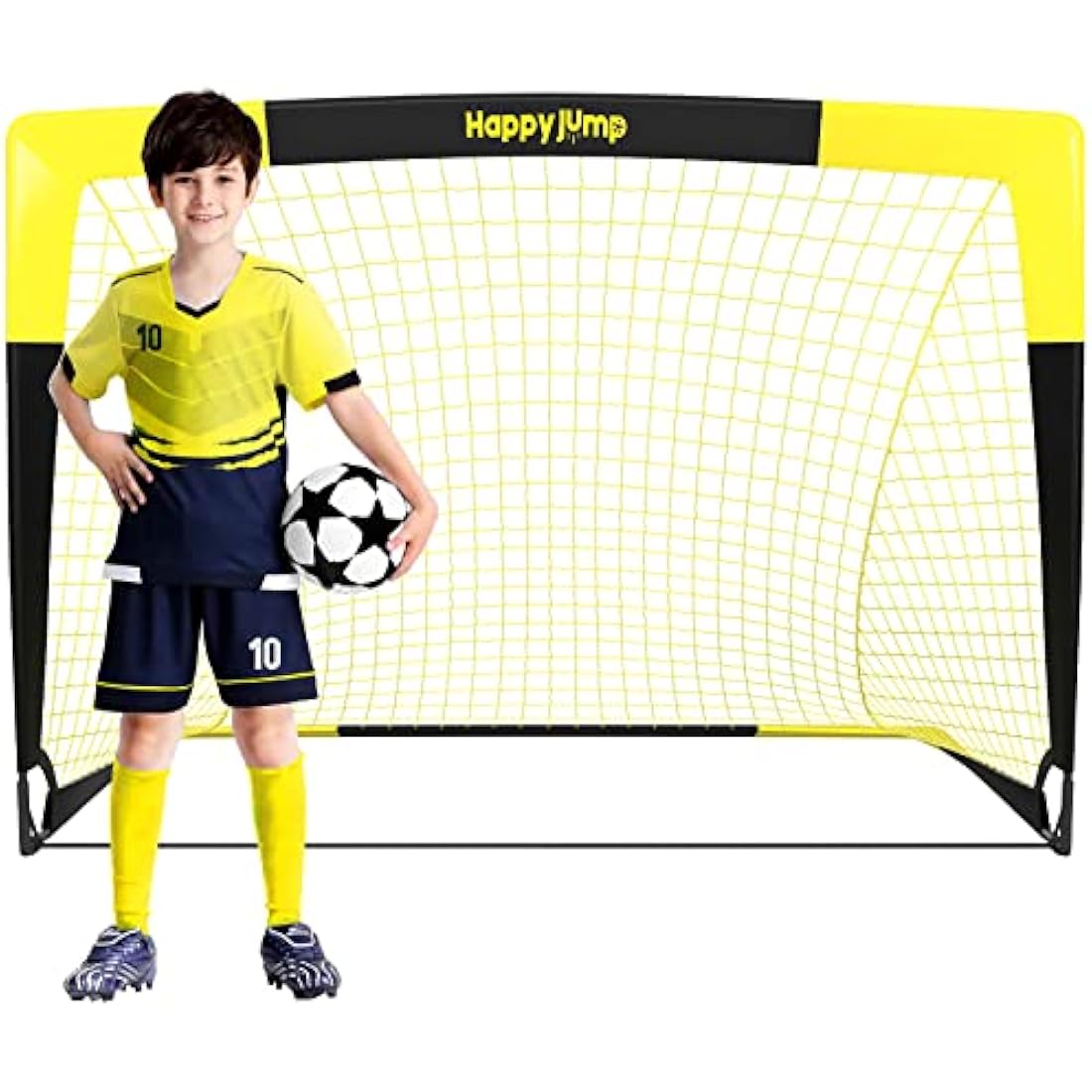Happy Jump Pop Up Football Goals – Portable Soccer Nets Foldable Garden Football Posts for Outdoor Training (3x2 to 7x5 FT)