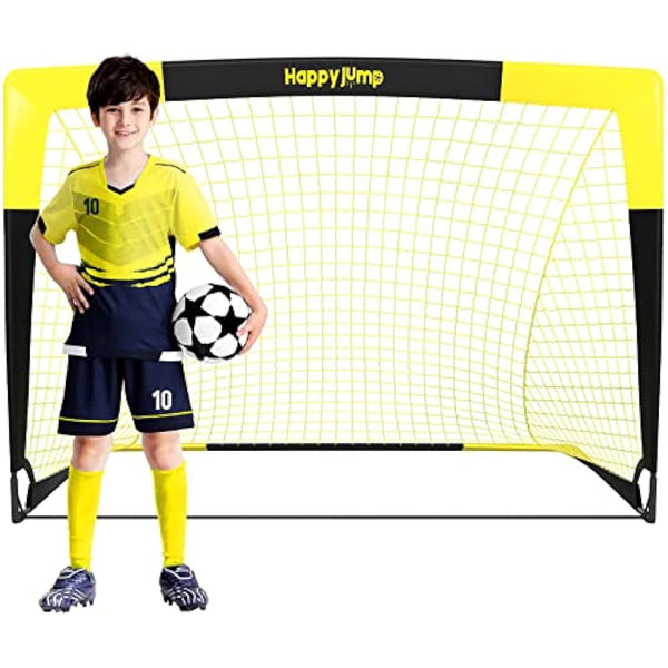 Happy Jump Pop Up Football Goals – Portable Soccer Nets Foldable Garden Football Posts for Outdoor Training (3x2 to 7x5 FT)