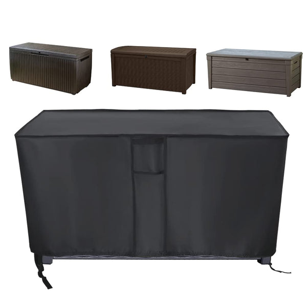 Kingling Deck Box Cover, Outdoor Storage Box Cover Waterproof, Outside Storage Bench Deck Boxes Covers Black (58" L x 33" W x 34" H)