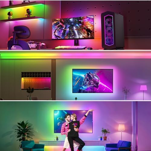 LOAMLIN WS2812B Individually Addressable RGB LED Strip 16.4FT 5050SMD Smart Flexible Dream Full Color 60Pixels/m Balck PCB Light IP30 Non Waterproof DC5V (Black PCB, 16.4FT 300LEDs IP30)