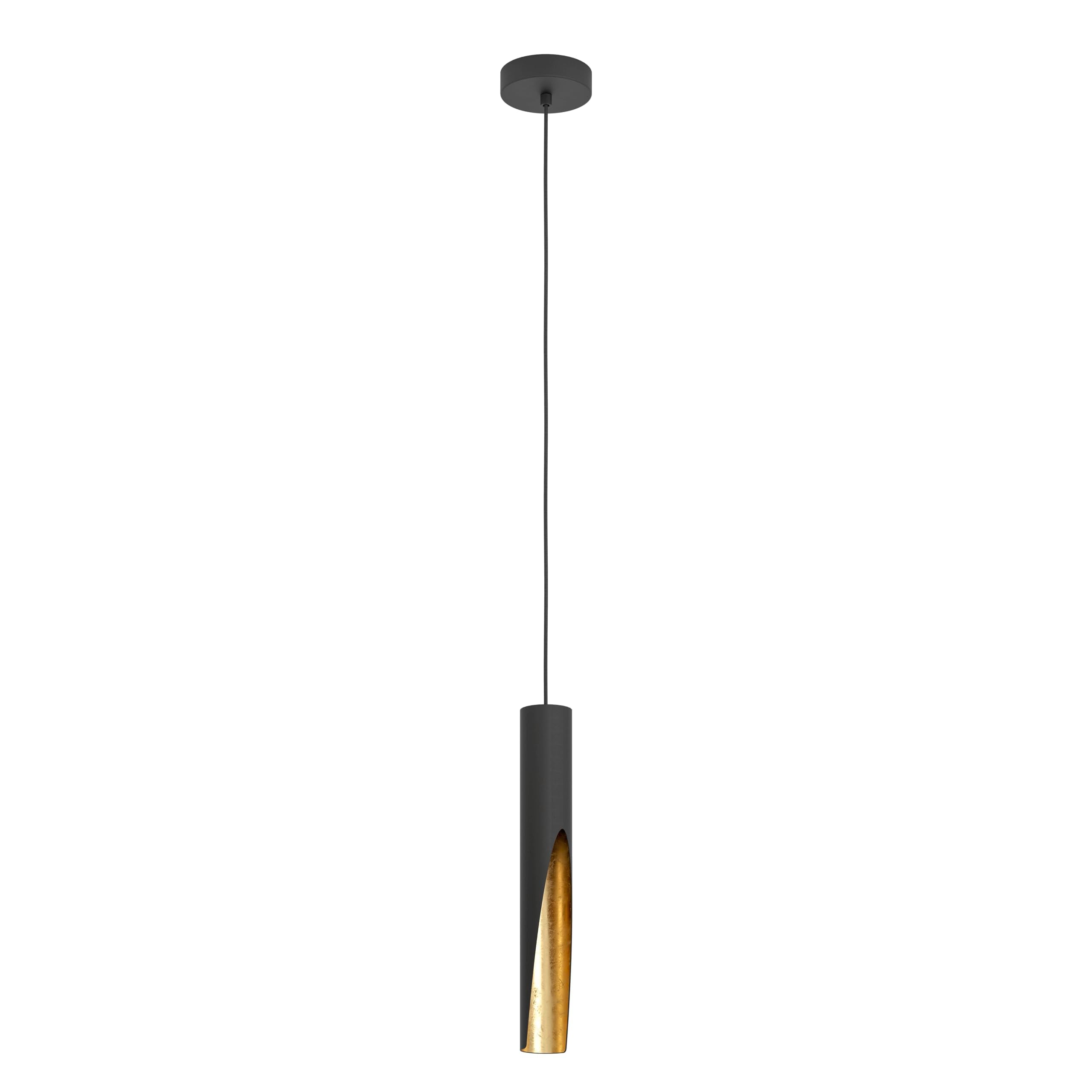 EGLO LED Pendant light Barbotto, ceiling light fitting with indirect lighting, hanging lamp for dining and living room, metal in black and gold, GU10