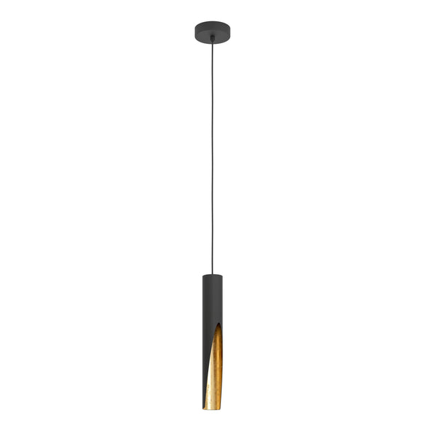 EGLO LED Pendant light Barbotto, ceiling light fitting with indirect lighting, hanging lamp for dining and living room, metal in black and gold, GU10