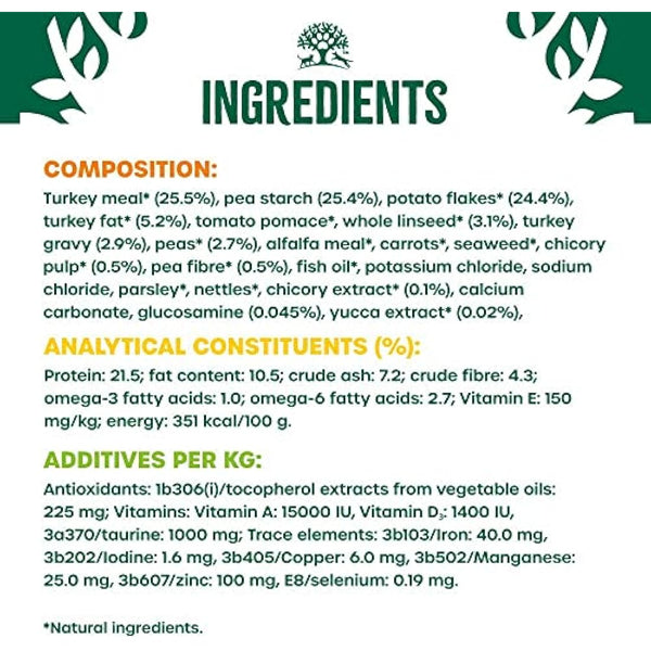 JAMES WELLBELOVED Hypoallergenic Grain Free Adult Dry Dog Food - 10 kg - Turkey & Vegetables - Bulk Dry Dog Food Pack