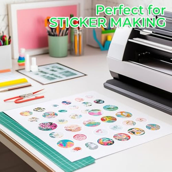 Evergreen Goods 100 Sheets A4 Water Resistant Vinyl Sticker Paper, Self-Adhesive Matte White PVC Sticker Sheets, 200 GSM, Inkjet & Laser Printable, Perfect for Custom Labels & High-Resolution Stickers
