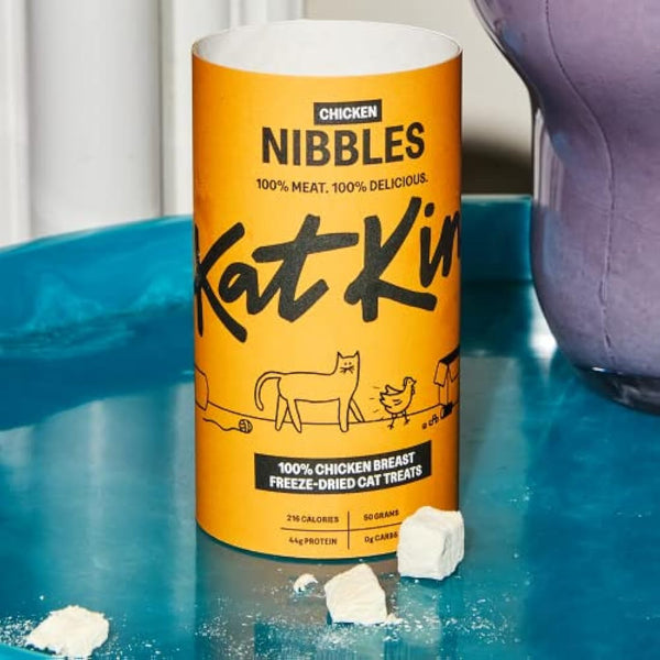 KatKin Chicken Nibbles 4 pack (4x50g Tubes): 100% Chicken Breast Freeze-Dried Cat Treats – Delicious Fresh Chicken; Freeze-Dried to Protect Nutrition; Made in the UK for Cats and Kitten