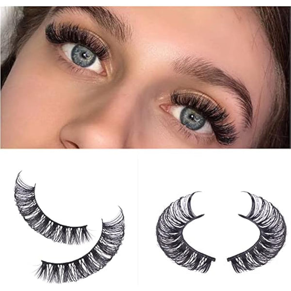 False Eyelashes Russian Strip Lashes Natural Fluffy Wispy D Curly 10 Pairs Reusable Fake Eyelashes Faux Mink Lashes Thick Short Soft Eyes Lash