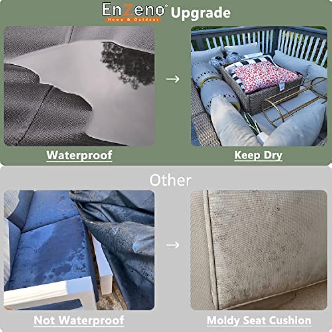 Enzeno Cube Garden Furniture Covers Waterproof with Air Vent, 200X200cm, Oxford Fabric Outdoor Patio Table Covers, Garden Square Chair and Table Rattan Sofa Cover for outside…