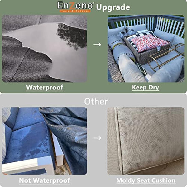 Enzeno Cube Garden Furniture Covers Waterproof with Air Vent, 200X200cm, Oxford Fabric Outdoor Patio Table Covers, Garden Square Chair and Table Rattan Sofa Cover for outside…