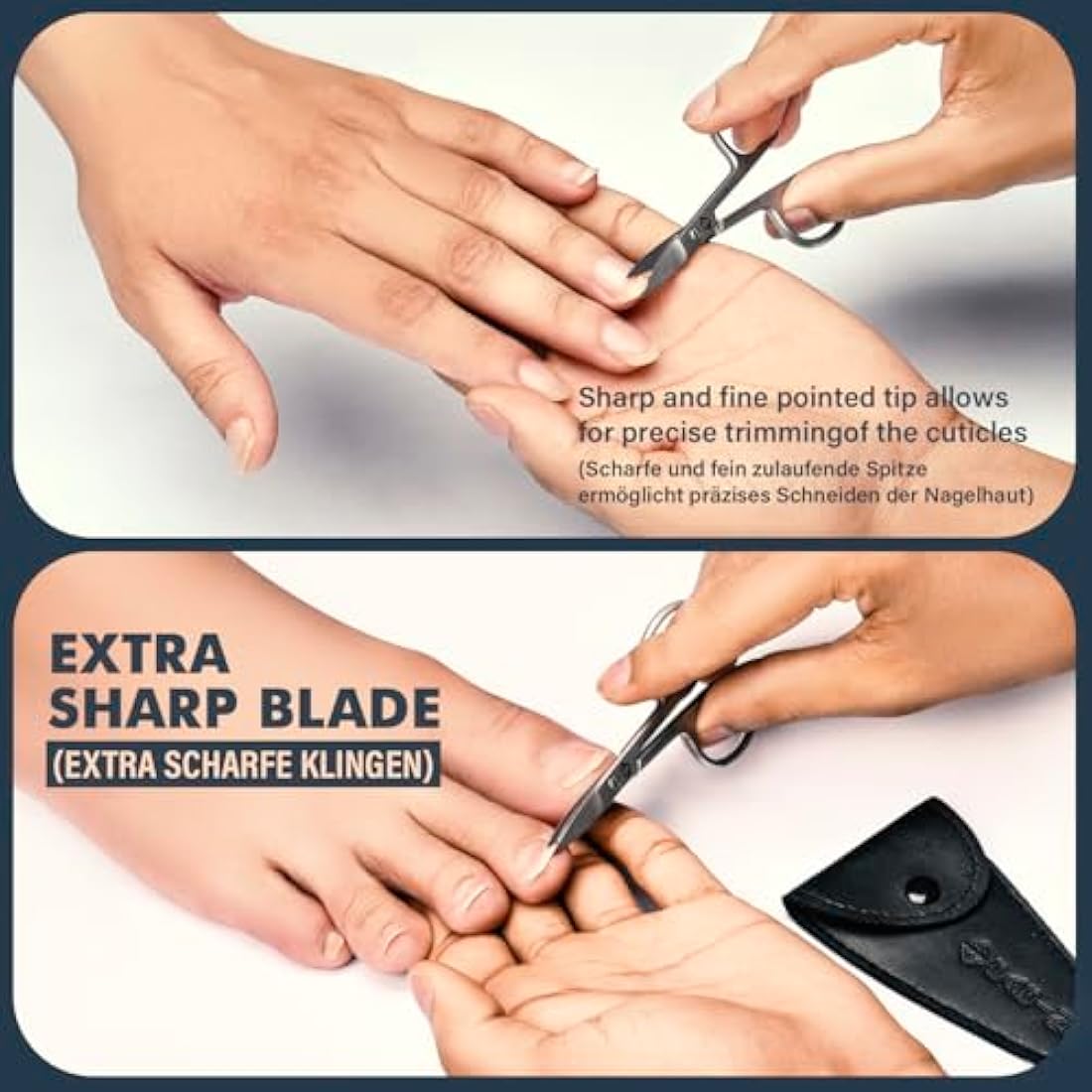 FABINOC® Straight Nail Scissors for Fingernail & Toenails | German Quality Stainless Steel | Small Sharp Manicure & Pedicure Scissors for Men & Women