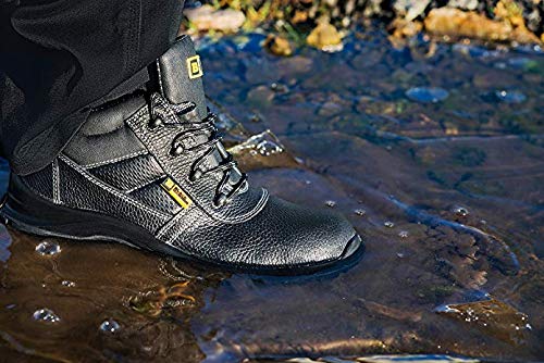 Black Hammer Comfortable Waterproof Steel Toe Caps Safety Boots Lightweight, Durable, Non-Slip Work Shoes for Work & Outdoor Activities 1007
