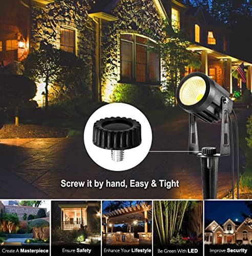 ECOWHO Garden Lights Mains BS Plug Extendable Outdoor Spotlights 21m LED Spike Uplighter Wire Metal Outside Waterproof Lighting Warm White for Path Tree(Ground Stake&Wall Mounted, DIY to 8 Spots)