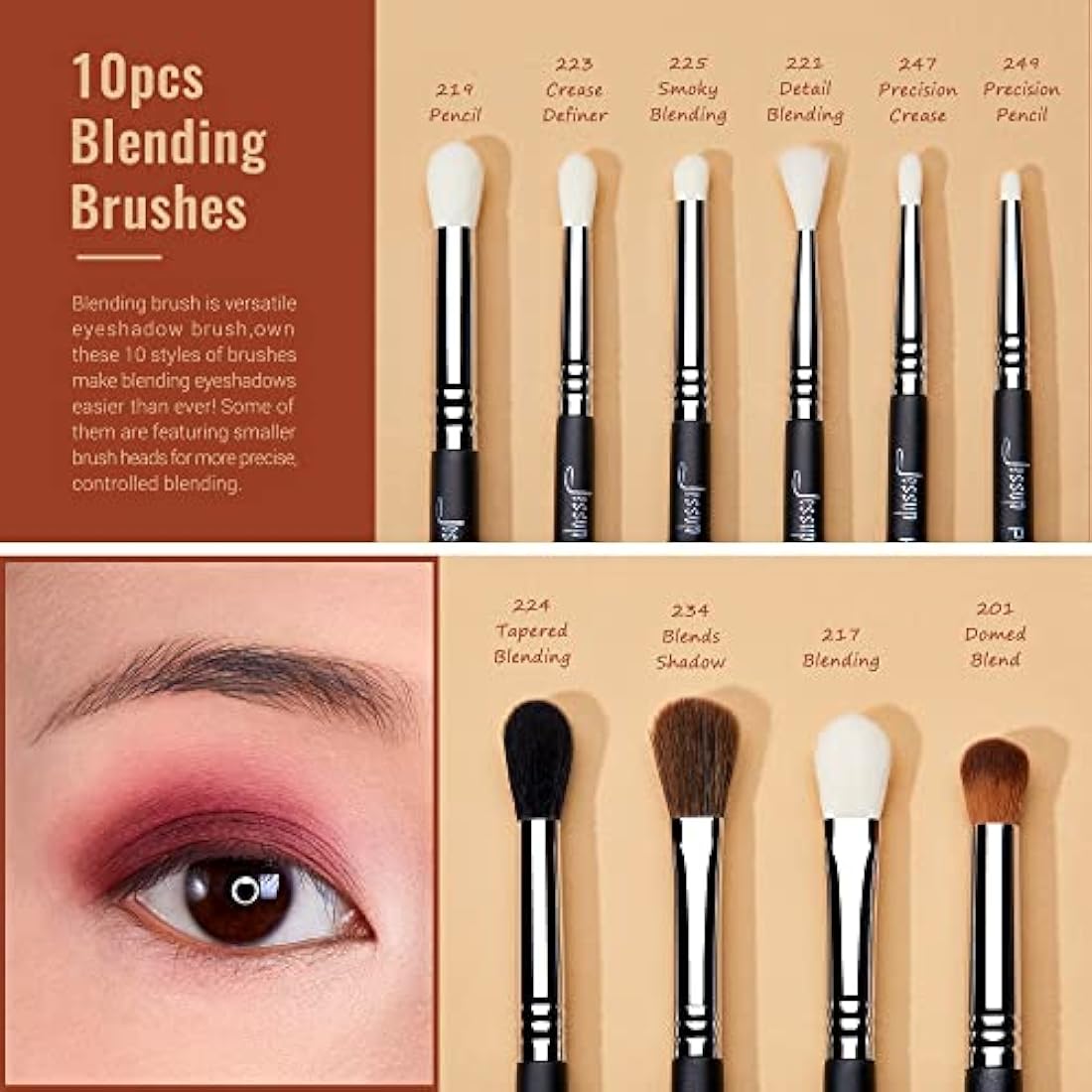 Jessup Eye Makeup Brushes Set Professional 28pcs Premium Synthetic Make up Brushes for Eyeshadow Eyeliner Eyebrow Blending, Black T341