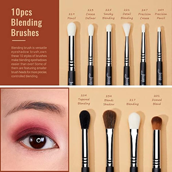 Jessup Eye Makeup Brushes Set Professional 28pcs Premium Synthetic Make up Brushes for Eyeshadow Eyeliner Eyebrow Blending, Black T341