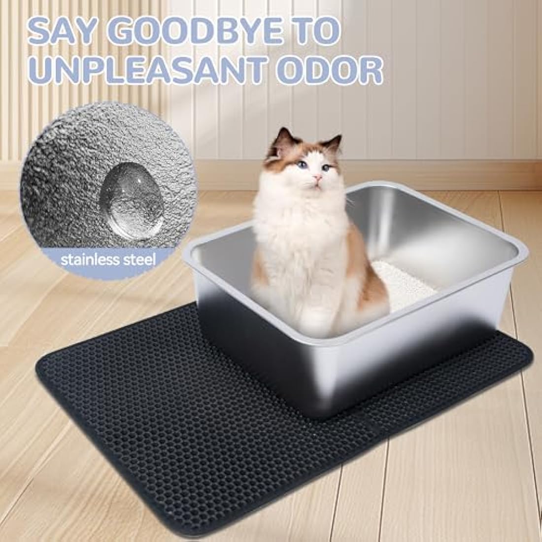 Dimaka Cat Litter Tray, Rabbit Litter Tray, Stainless Steel Cat Litter Box,Non Stick Metal Pan, Easy to Clean, Non Odor, Safe and Durable