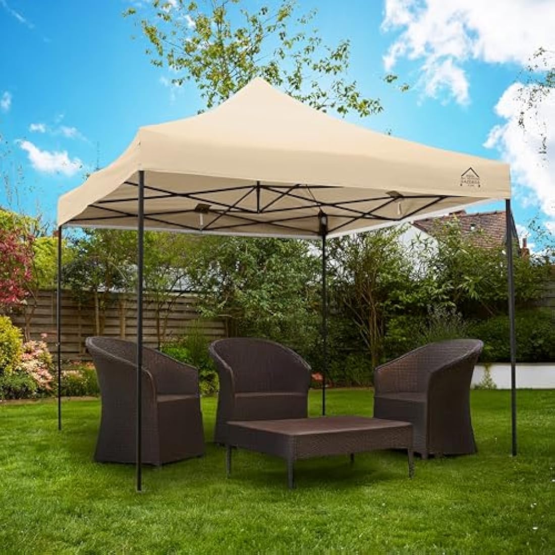 All Seasons Gazebos 3x3m Heavy Duty Fully Waterproof Pop up Gazebo With Accessory Pack - Beige