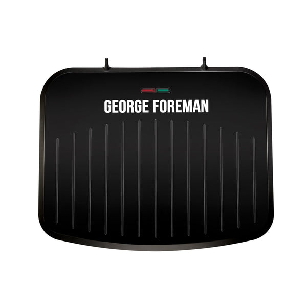 George Foreman Large Electric Fit Grill [Non stick, Healthy, Griddle, Toastie, Hot plate, Panini, BBQ, Energy saving, Vertical storage, Easy clean, Drip tray, Ready to cook light] Black, 2400W 25820