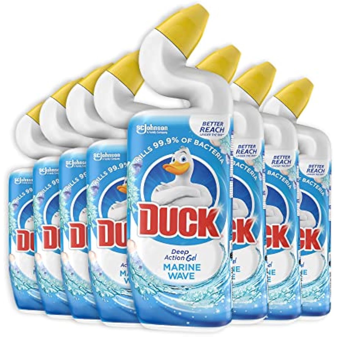 Duck Deep Action Gel Toilet Cleaner Liquid, Removes Limescale, Long Lasting Fragrance, Marine, Pack of 8 (8 x 750ml)