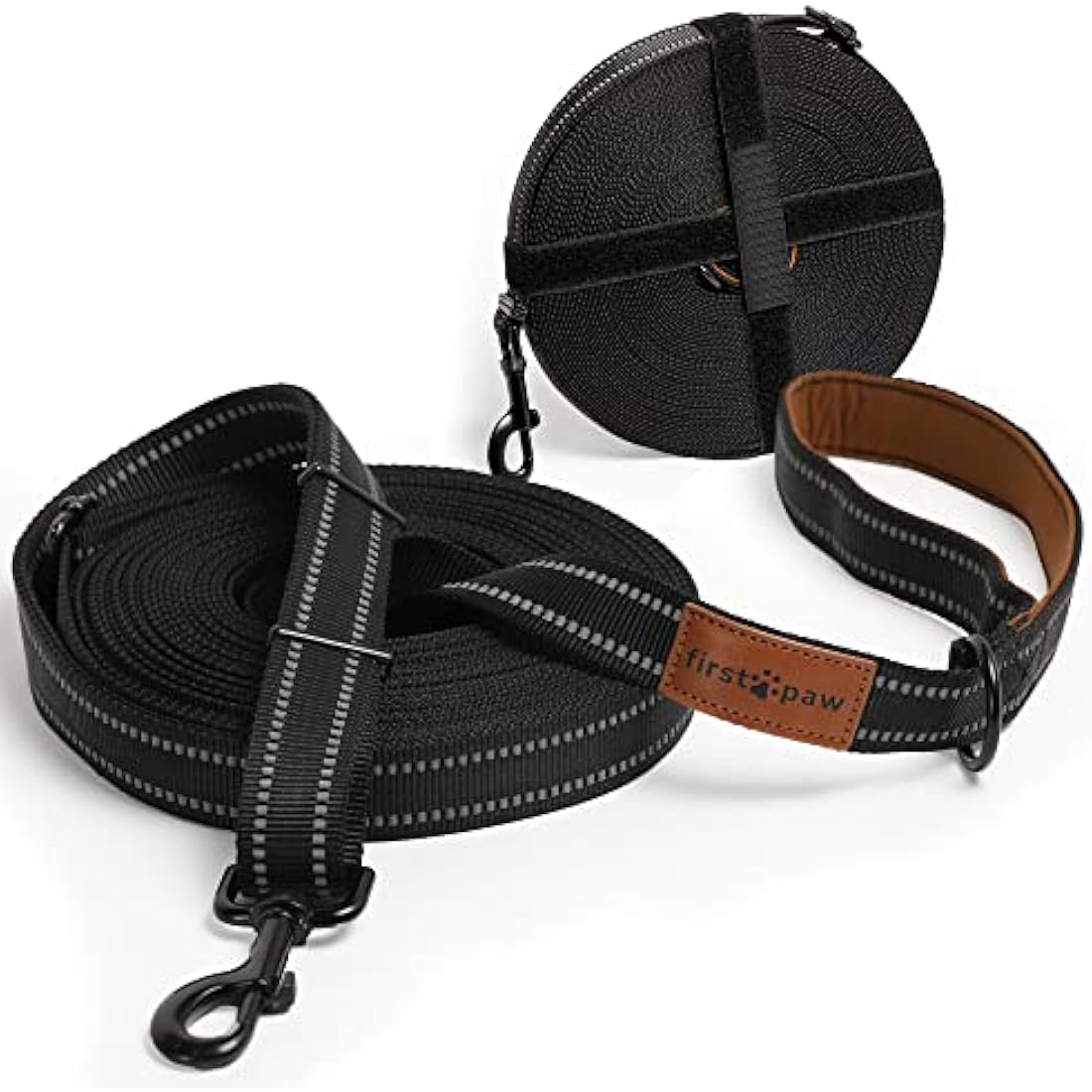 FIRSTPAW 10m (32ft) Training lead for small, medium and large size dogs - Recall training lead adjustable from 5 to 10 meters, Durable Long line dog lead with a padded handle for a comfortable grip