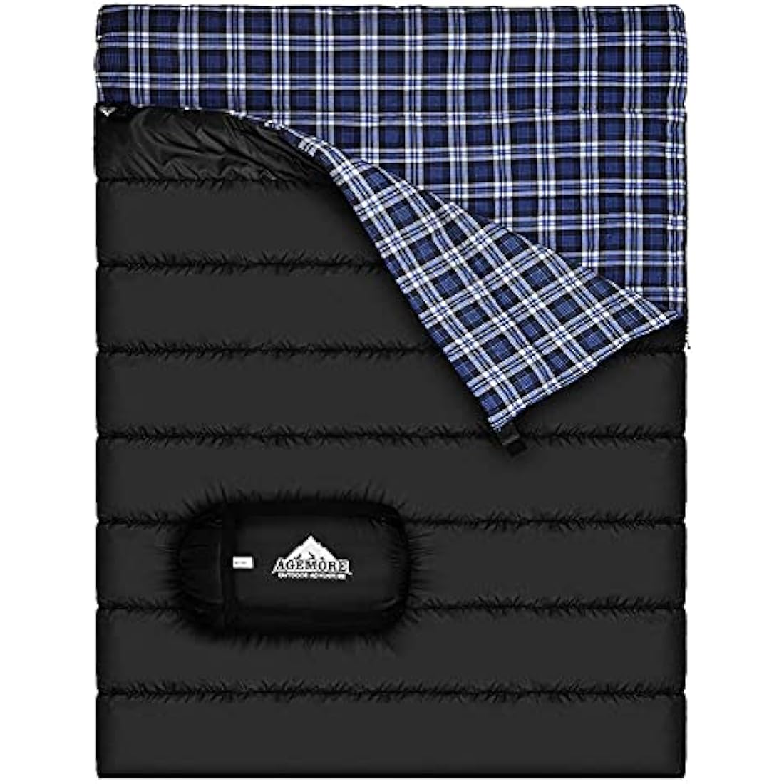 Double Cotton Flannel Sleeping Bag for Camping, Hiking, or Hiking. Queen 2 Cold Weather Waterproof Sleeping Bag for Adults or Teenagers.