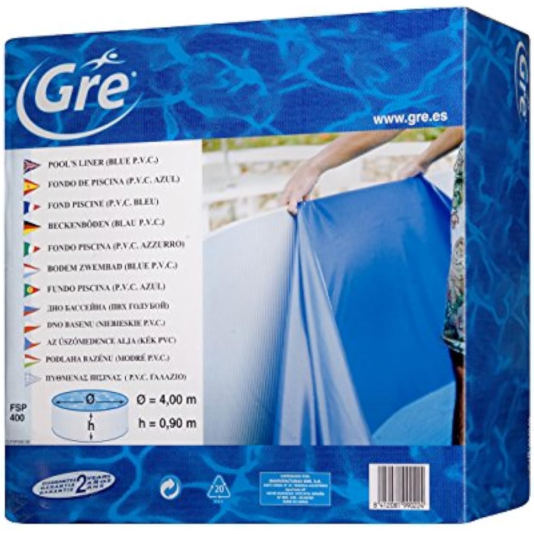 Gre FPR450 Round Pool Liner, 450 x 90 cm (L x H) Overlap System, Blue