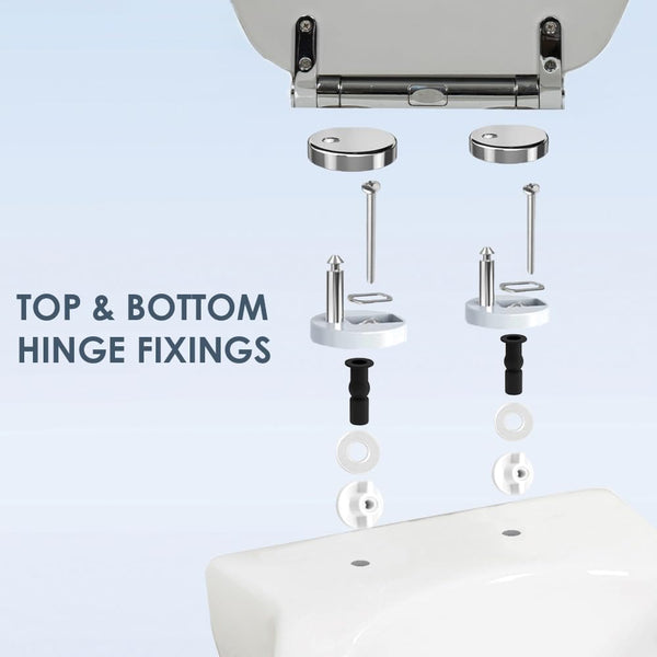 AQUALONA® Luxury Soft Close Toilet Seat - Moulded Wood - Stainless Steel Slow Close Hinges - Click, Lift & Clean Technology (Bamboo Toilet Seat)