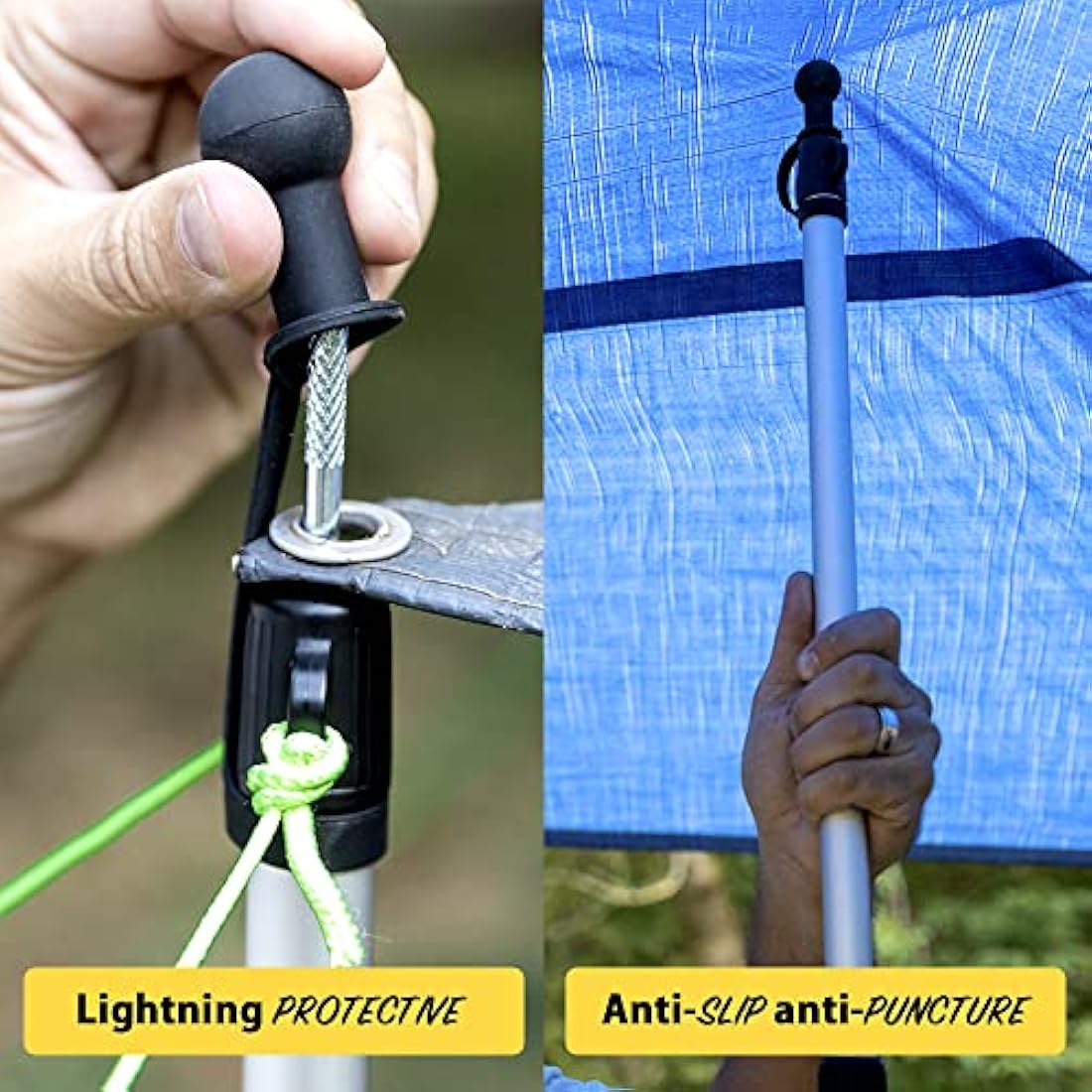 Everbeam Telescopic Tarp Pole for Camping, Hiking, Fishing - Adjustable Aluminium Rods Extend To 92" - Portable & Lightweight, Ideal for Awning, Tent Fly - Includes Guy Lines, Carry Bag - 2 Packs