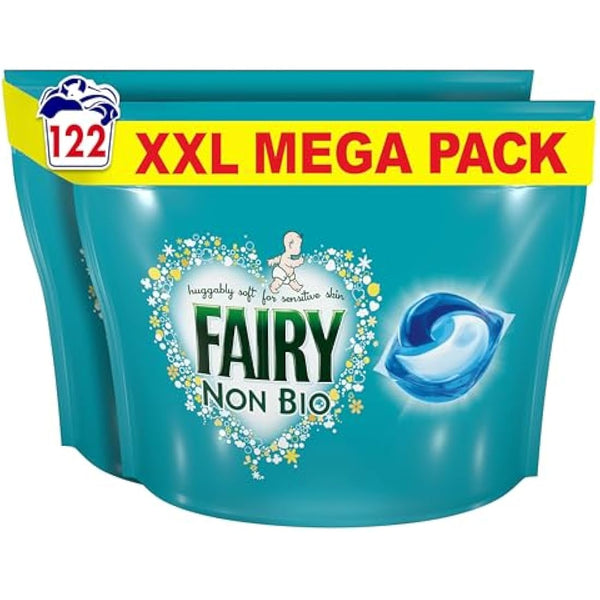 Fairy Non Bio All-in-1 PODS Laundry Detergent Washing Liquid Tablets / Capsules, 122 Washes (61x2), For Sensitive Skin