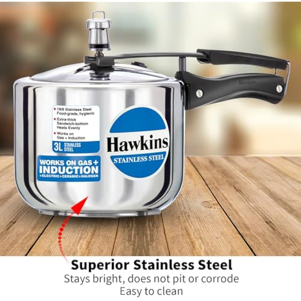 HAWKINS Pressure Cooker Stainless Steel, Silver, S