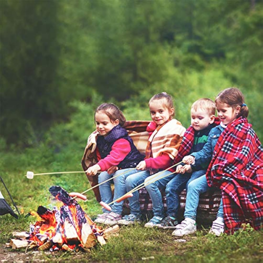 120 PCS Marshmallow Roasting Sticks 90CM 5mm Thick, 36 Inch Extra Long Heavy Duty Bamboo Smores Skewers, Wooden Barbecue Forks Roaster for Hot Dog Kebab Sausage Campfire Fire Pit Camping Cooking Party