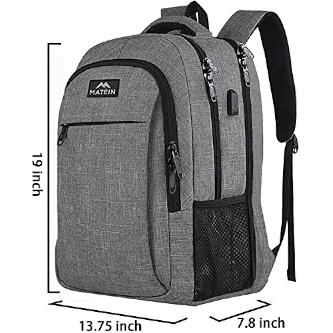 MATEIN Laptop Backpack 17.3 Inch Large Anti-Theft Backpack with USB Charging Port College Bag Daypack for Men Women Water Resistant Laptop Rucksack for Travel Work Business Office, Grey