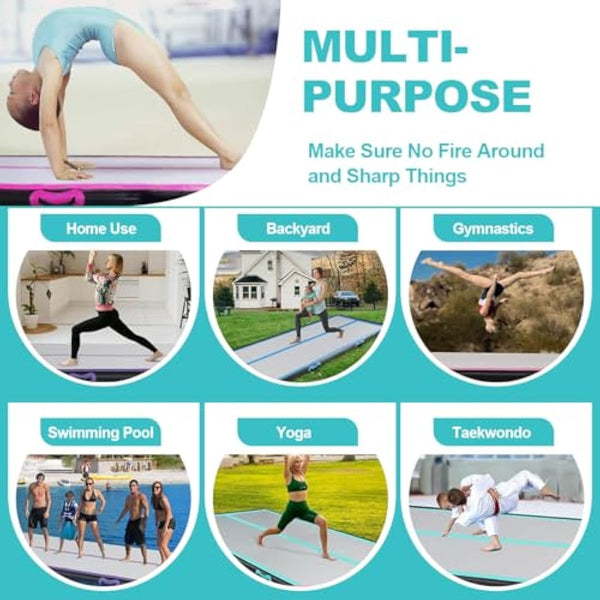 Inflatable Tumbling Gym Mat 10cm/20cm high 2M/3/4M/5M/6M/7M/8M/9M/10M/11M/12M Inflatable Air Gymnastics Mat Training Mats Gymnastics tumbling mat with Air Pump