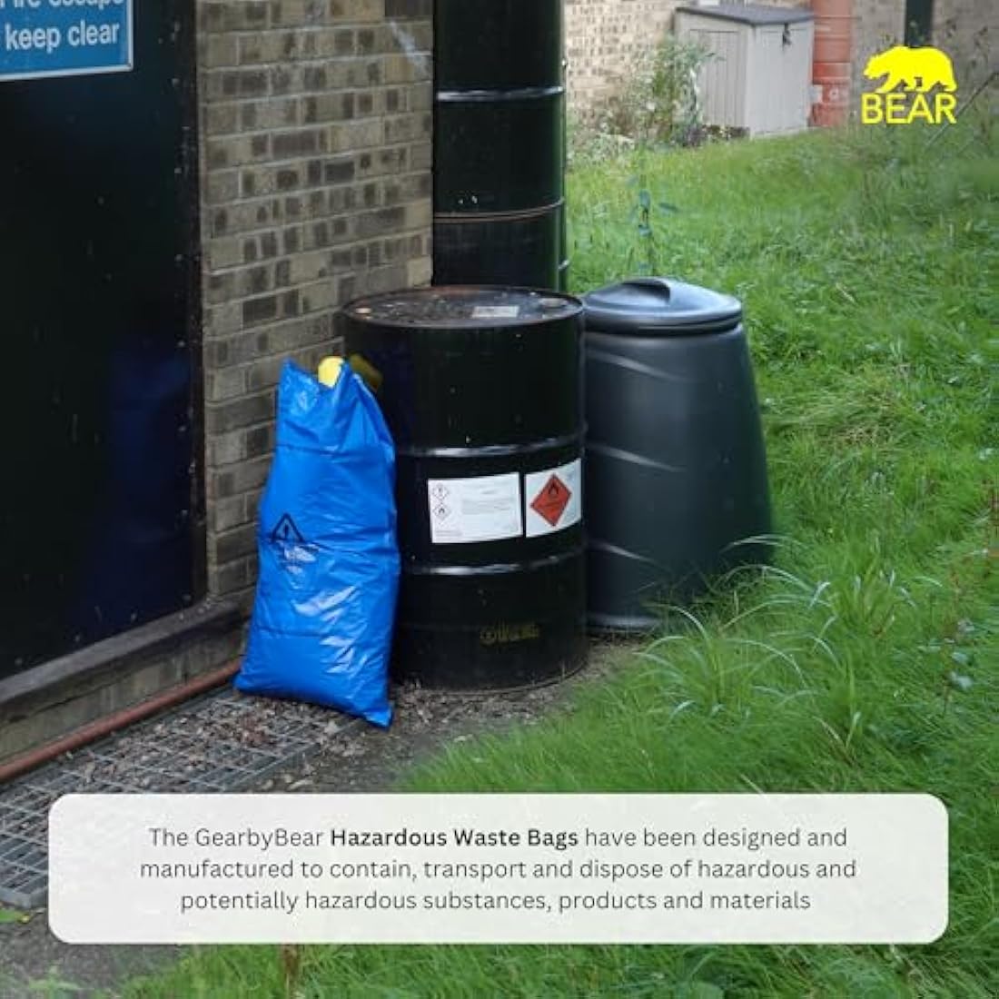 Hazardous Waste Bags - Blue - Pollution Control, Dangerous Waste Disposal, Clear and Easy to Identify, Hard Wearing, Domestic & Commercial Use, High Strength, Quality Sack (100)