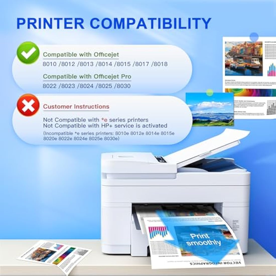 Gureef 912 XL 912XL Ink Cartridges Replacement for HP 912 XL Ink Cartridges Multipack with New Chip for HP OfficeJet Pro 8020 8022 8023 8024 8025 OfficeJet 8010 8012 8014 8015 Printer (4-Pack)