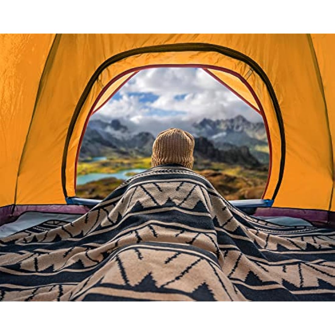 ACUSHLA Merino Wool Camping Blanket Soft Warm Thick Washable Large Outdoor Camping Travel Throw All Weather Sierra Khaki 200x160cm