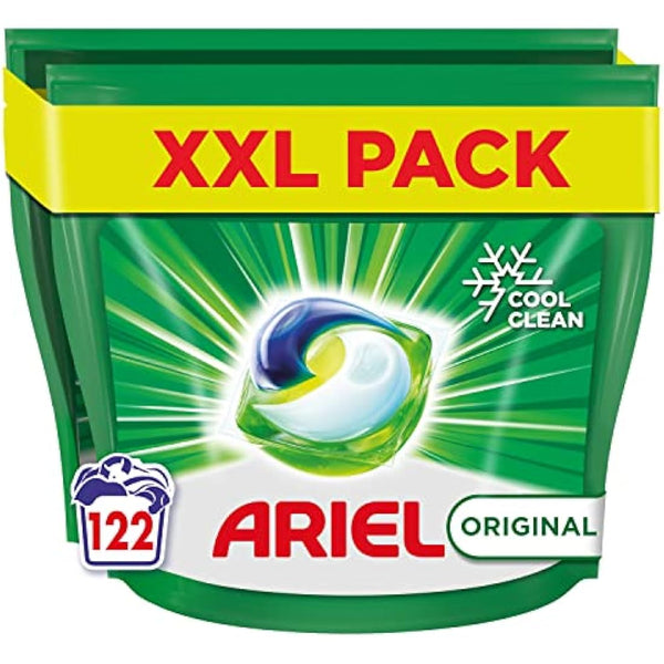 Ariel All-in-1 PODS Original Laundry Detergent Washing Liquid Tablets/Capsules, 122 Washes (61x2), Stain Remover For Clothes, Brilliant Stain Removal and Freshness Even in A Cold Wash