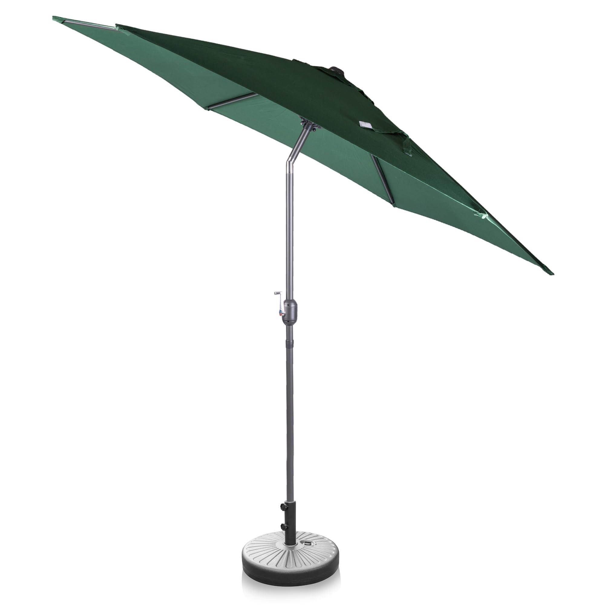 Alfresia 2.7 Metre Parasol - Round with Push Button Tilt, Outdoor Table Parasol Umbrella with Crank Handle, Garden Patio Sun Shade, Grey, Easy Assemble