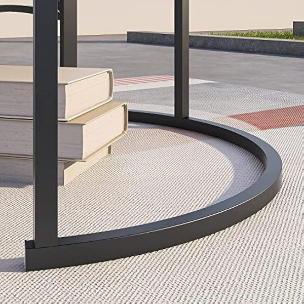 DUMEE Round Coffee Table, Set of 2 Side Table Nesting Table with Steel Frame and Wooden Top, for Living Room, Bedroom, Balcony, (Rustic Brown/Black, Dia 60/40cm)