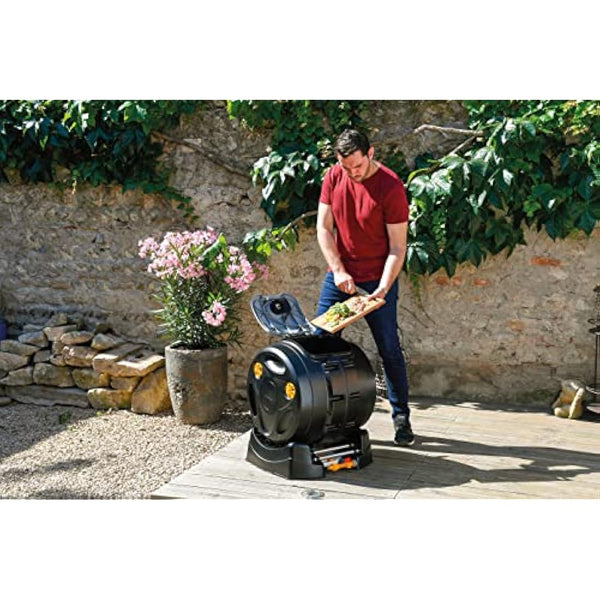 HOZELOCK - Easymix 2-in-1 Composter: Rotating Composter with 100 Litre Capacity. Mixing 3x Faster than Standard Composters (8 Weeks), Compost Juice Collection Container [4001 0000]