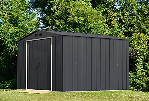 Duramax ECO 8 x 8 (6.35 m2) Metal Garden Storage Shed, Hot-Dipped Galvanized Metal Garden Shed, Tool Storage Shed, Strong Reinforced Roof Structure, Maintenance-Free Metal Shed, Anthracite