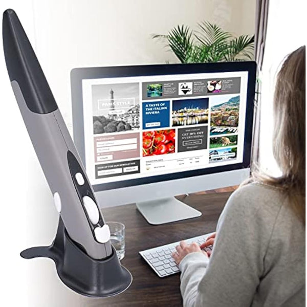 ASHATA Wireless Optical Mouse Pen, 2.4G USB Wireless Pen Mouse with Adjustable 800/1200/1600DPI, Creativity Extremely Handover Computer Stylus for PC Laptop(Black gray)