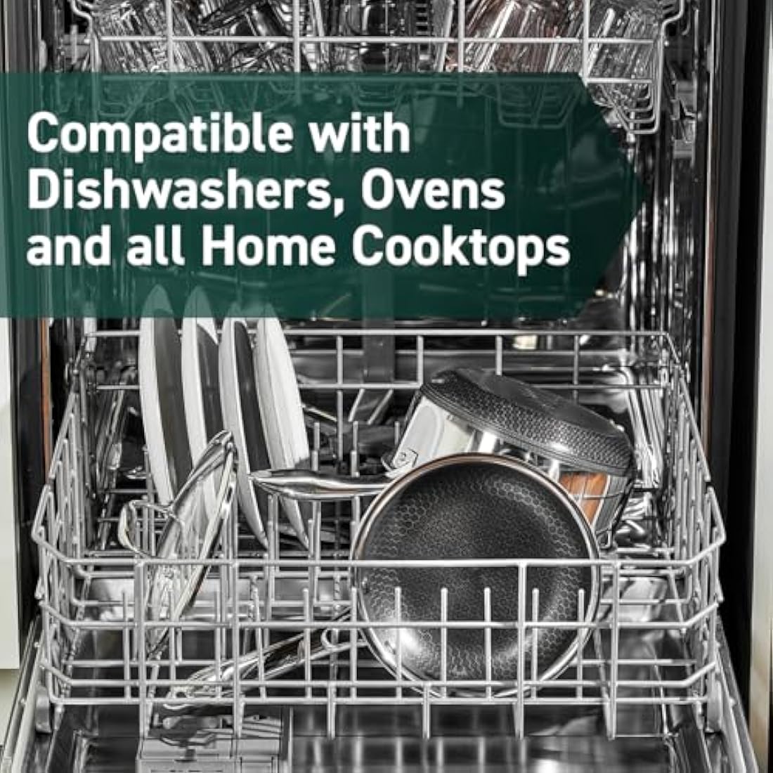 HexClad Hybrid Nonstick 20 cm Fry Pan with Tempered Glass Lid, Stay-Cool Handle, Dishwasher and Oven Safe, Induction Ready, Compatible with All Cooktops